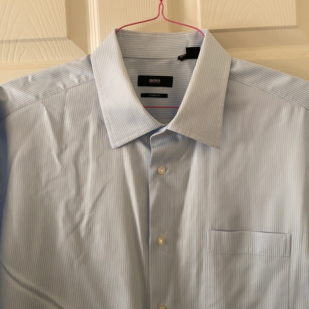 Hugo Boss Classic Fit Blue Stripe Sz 18 34/35